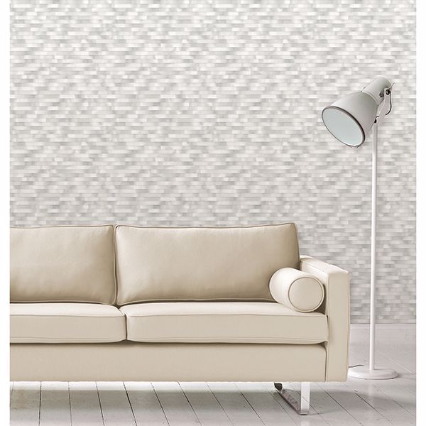 Kalmar Grey Hazy Stripe Wallpaper - Brewster Wallcovering