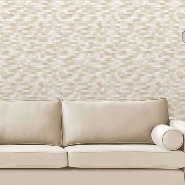 Kalmar Beige Hazy Stripe Wallpaper - Brewster Wallcovering