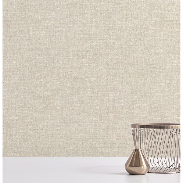 Asa Beige Linen Texture Wallpaper  | Brewster Wallcovering