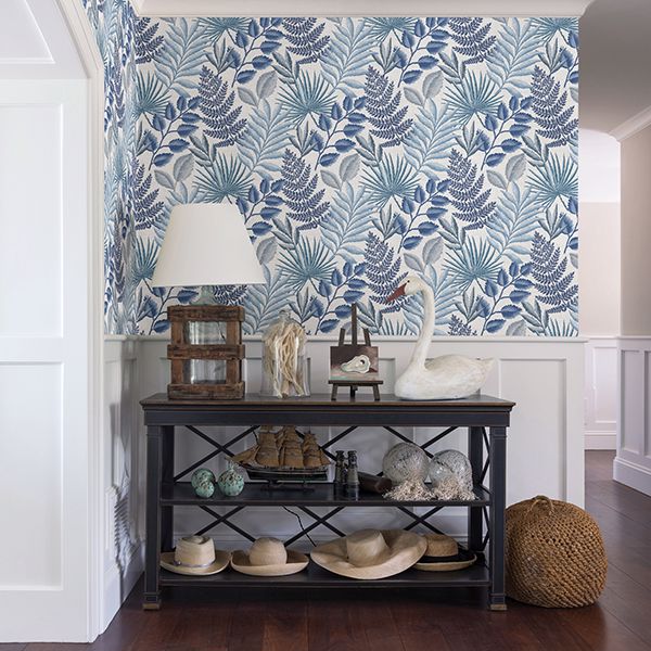 Palomas Blue Botanical Wallpaper  | Brewster Wallcovering - The WorkRm