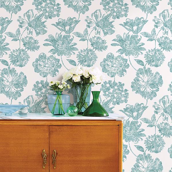 Picture of Folia Aqua Floral Wallpaper