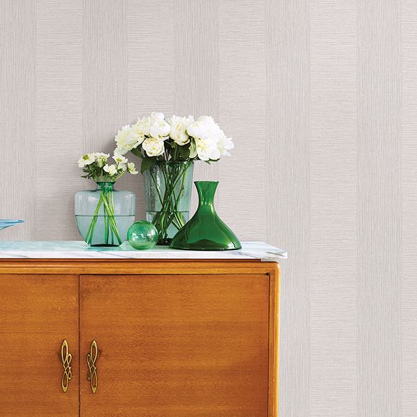 Intrepid Light Grey Faux Grasscloth Stripe Wallpaper  | Brewster Wallcovering - The WorkRm