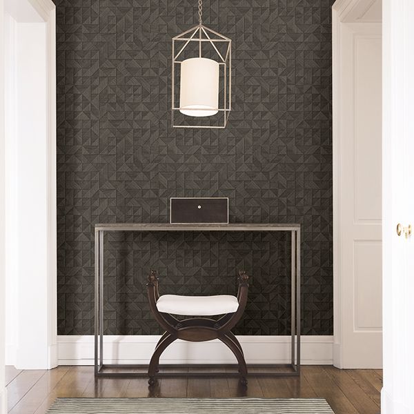 Gallerie Dark Brown Geometric Wood Wallpaper  | Brewster Wallcovering - The WorkRm