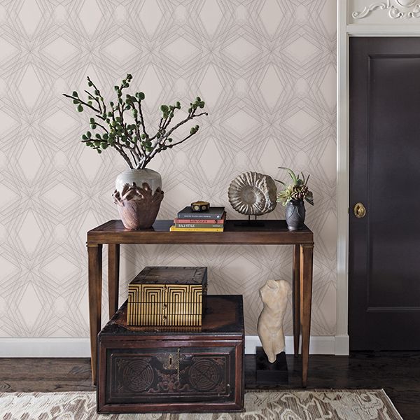 Relativity Off-White Geometric Wallpaper  | Brewster Wallcovering - The WorkRm