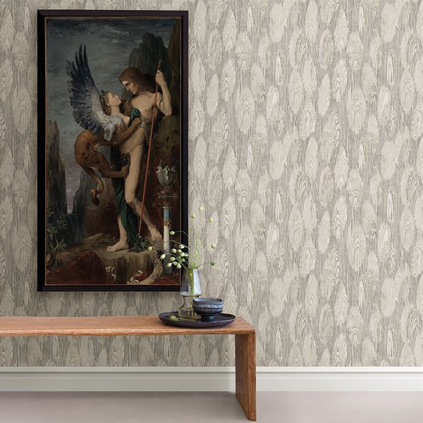 Monolith Grey Abstract Wood Wallpaper - Brewster Wallcovering