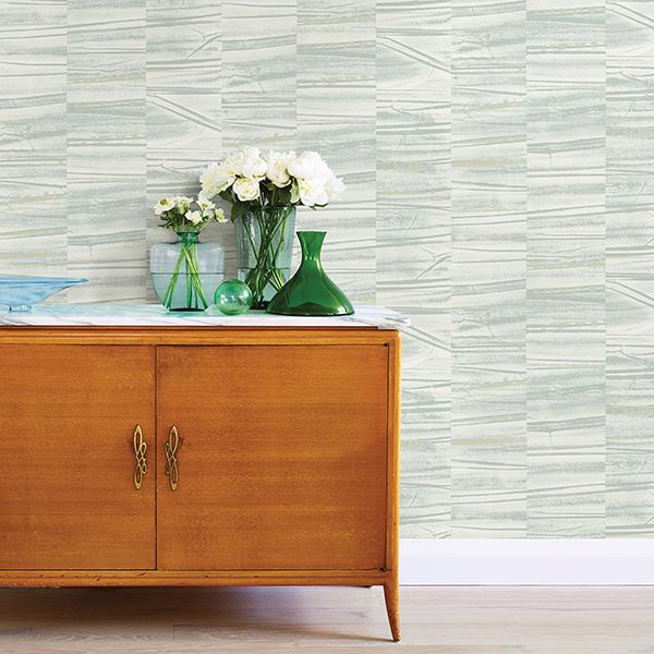 Lithos Sage Geometric Marble Wallpaper - Brewster Wallcovering