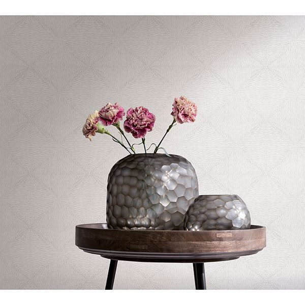 Mayra Grey Diamond Wallpaper - Brewster Wallcovering