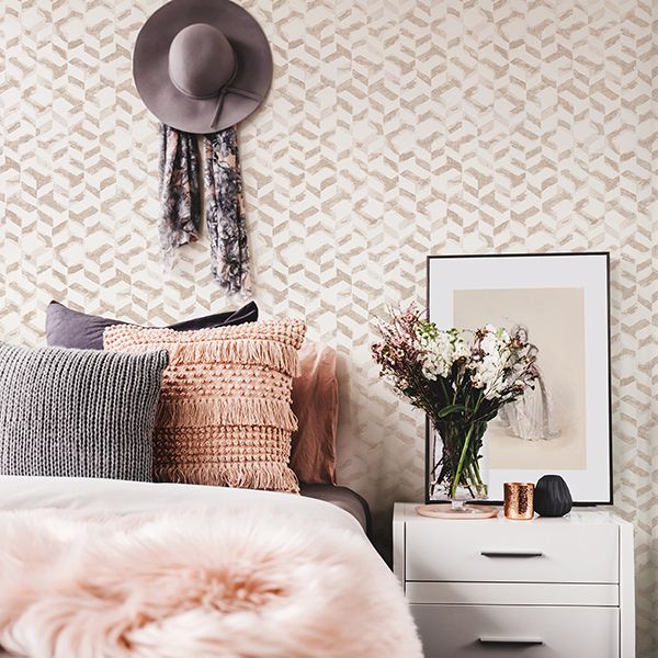 Instep Rose Gold Abstract Geometric Wallpaper  | Brewster Wallcovering - The WorkRm