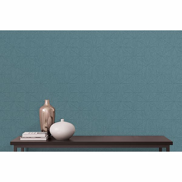 Bernice Teal Geometric Wallpaper - Brewster Wallcovering