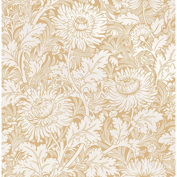 Picture of Zinnia Mustard Floral Wallpaper