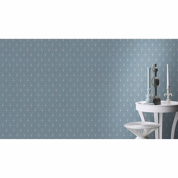 Frankl Blue Geometric Wallpaper  | Brewster Wallcovering - The WorkRm