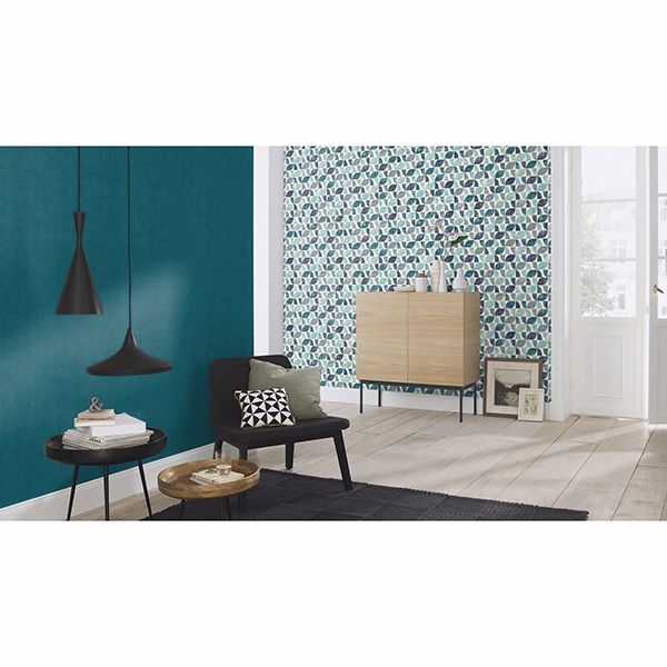 Dorwin Blue Geometric Wallpaper  | Brewster Wallcovering - The WorkRm