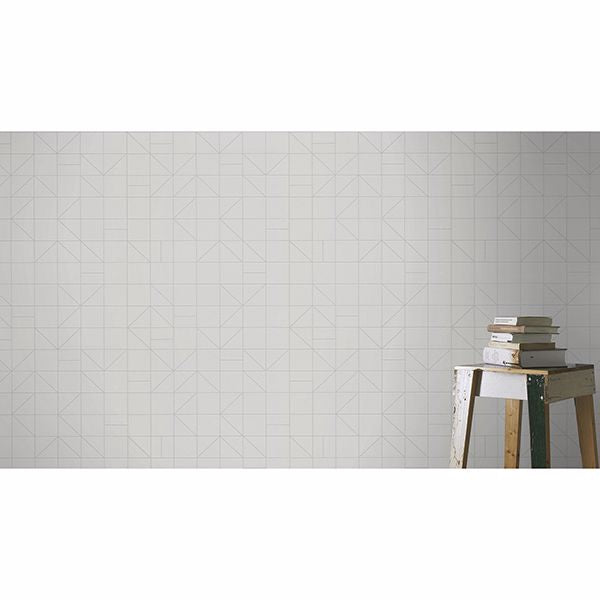 Teague Silver Geometric Wallpaper - Brewster Wallcovering