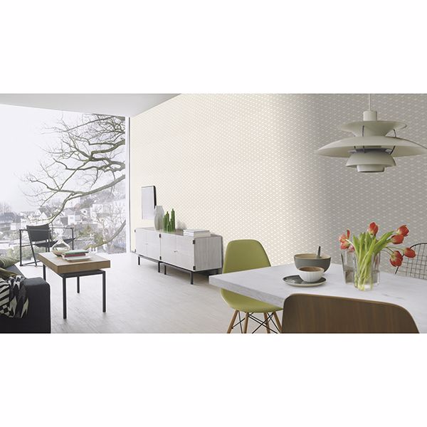 Rapin Off-White Wave Wallpaper - Brewster Wallcovering