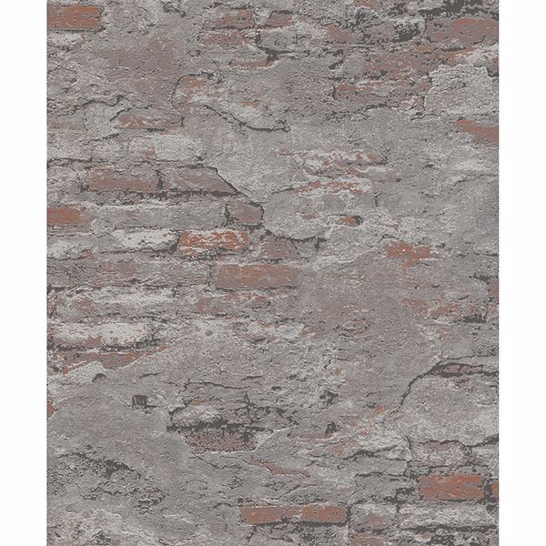 Brewster Wallcovering-Templier Grey Distressed Brick Wallpaper