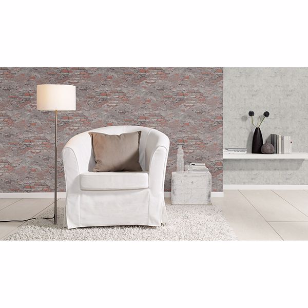 Templier Grey Distressed Brick Wallpaper - Brewster Wallcovering