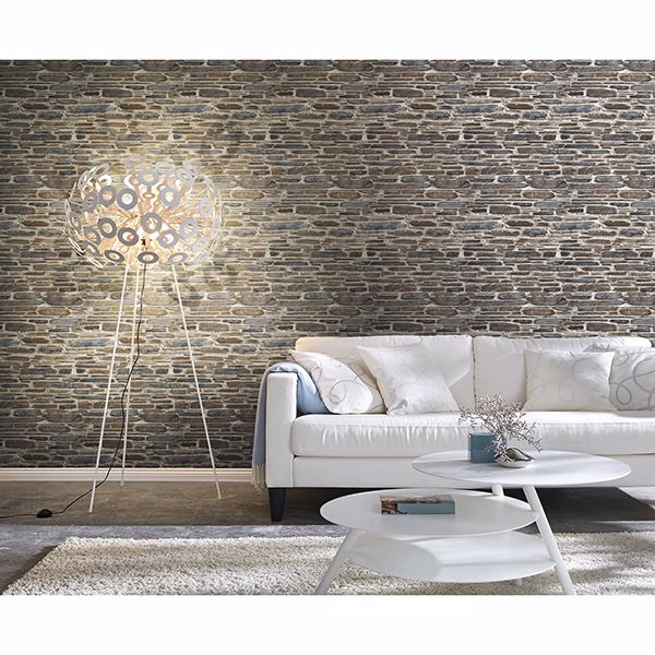 Cassandre Grey Stone Wallpaper  | Brewster Wallcovering
