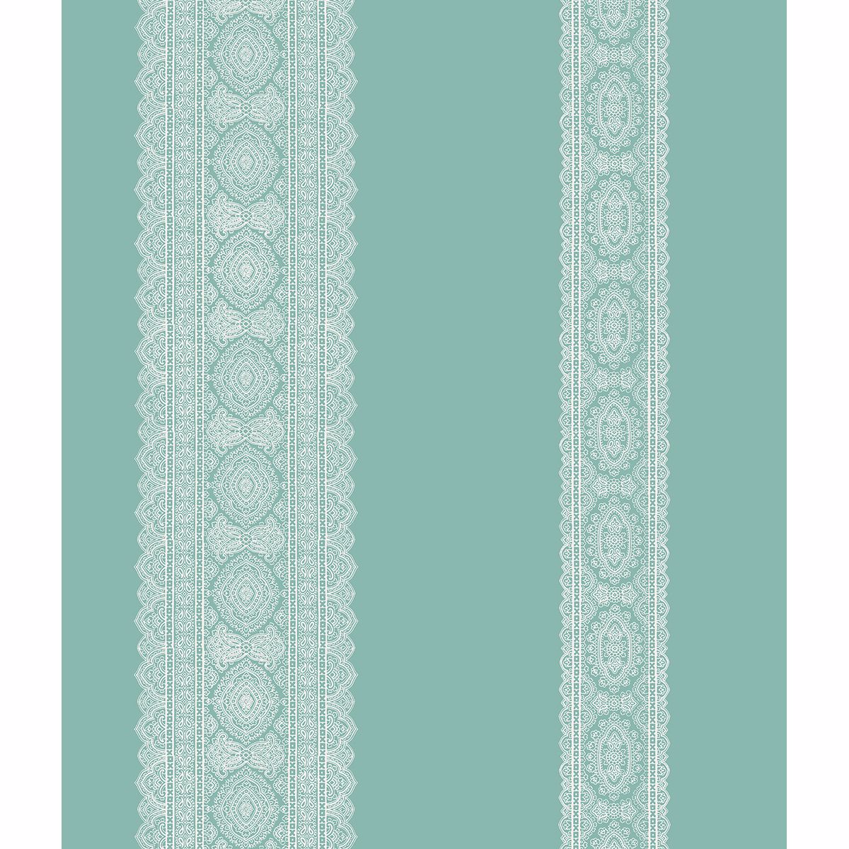 Brewster Wallcovering-Brynn Turquoise Paisley Stripe Wallpaper