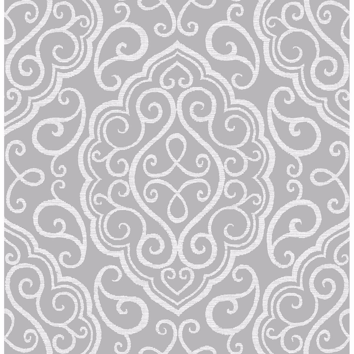 Brewster Wallcovering-Heavenly Grey Damask Wallpaper