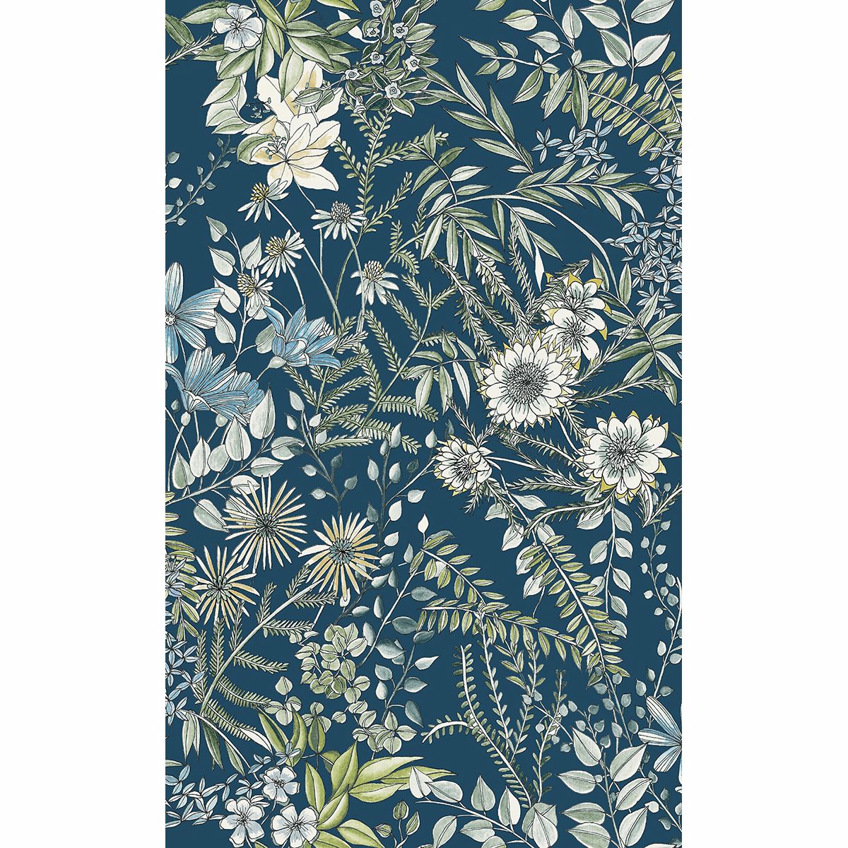 Brewster Wallcovering-Full Bloom Navy Floral Wallpaper