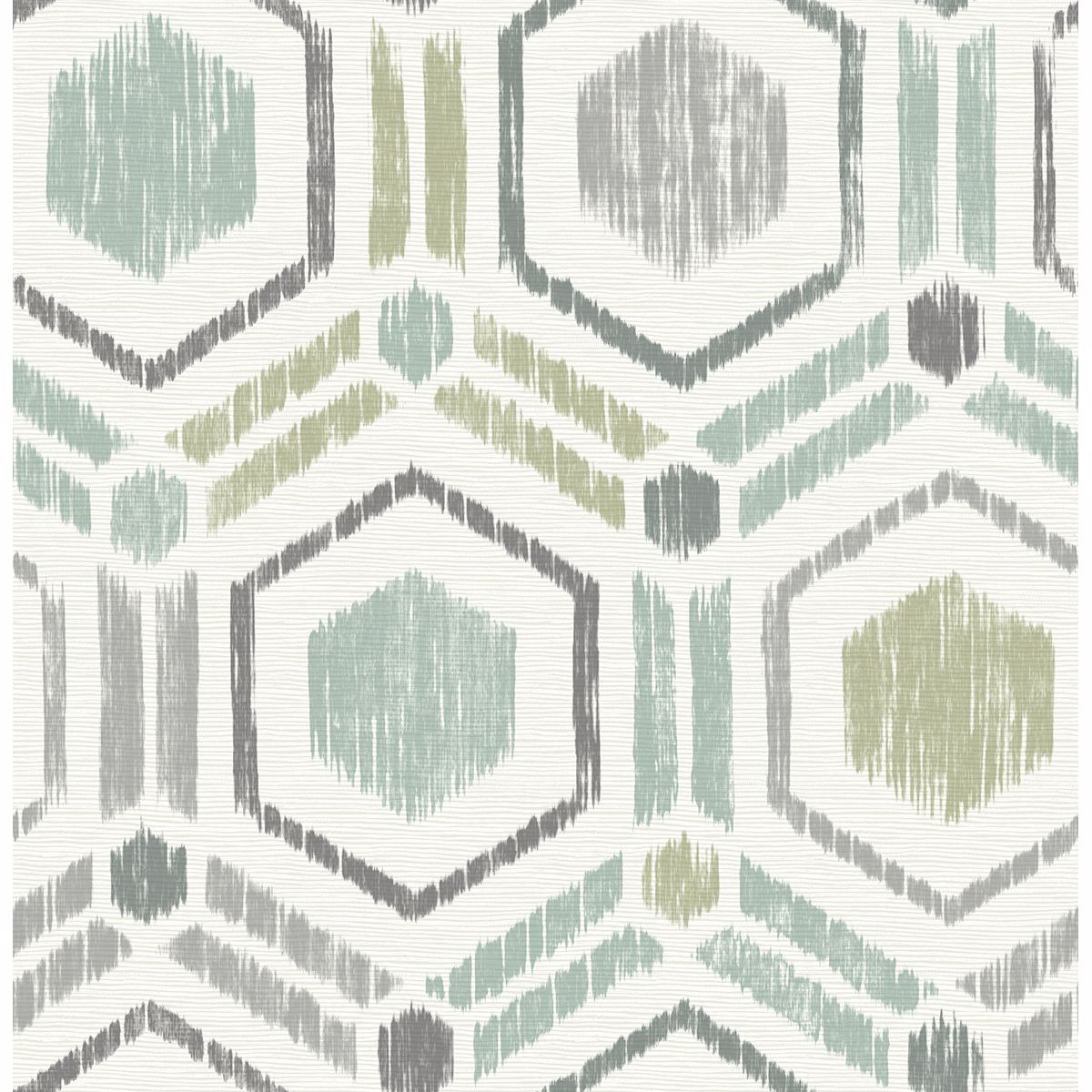 Picture of Borneo Light Green Geometric Grasscloth Wallpaper