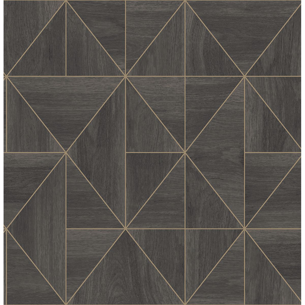 Brewster Wallcovering-Cheverny Dark Brown Geometric Wood Wallpaper