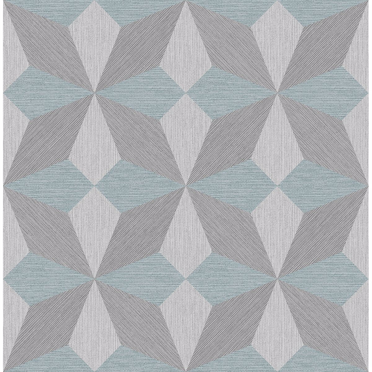 Picture of Valiant Aqua Faux Grasscloth Geometric Wallpaper