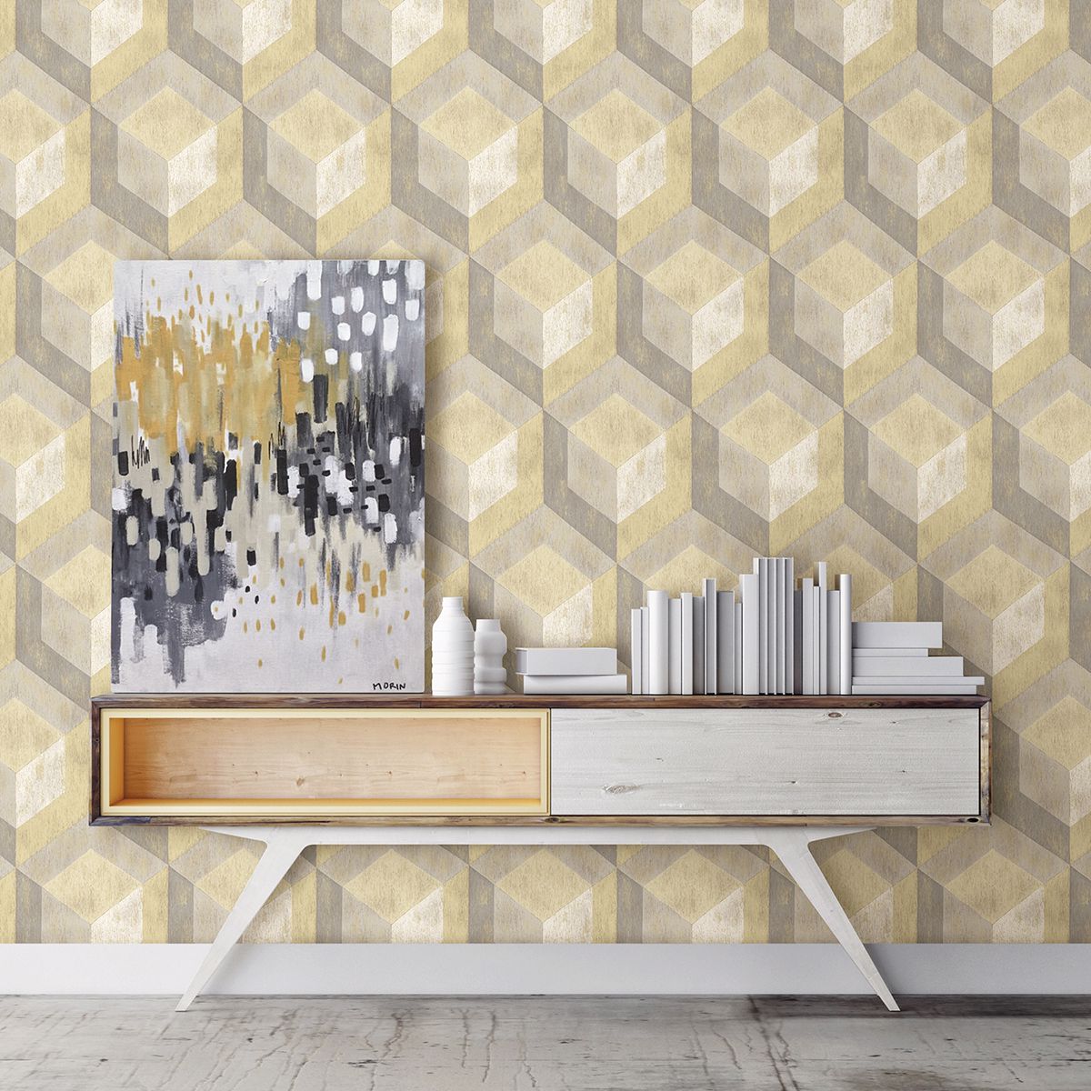 Clarabelle Beige Rustic Wood Tile Wallpaper - Brewster Wallcovering