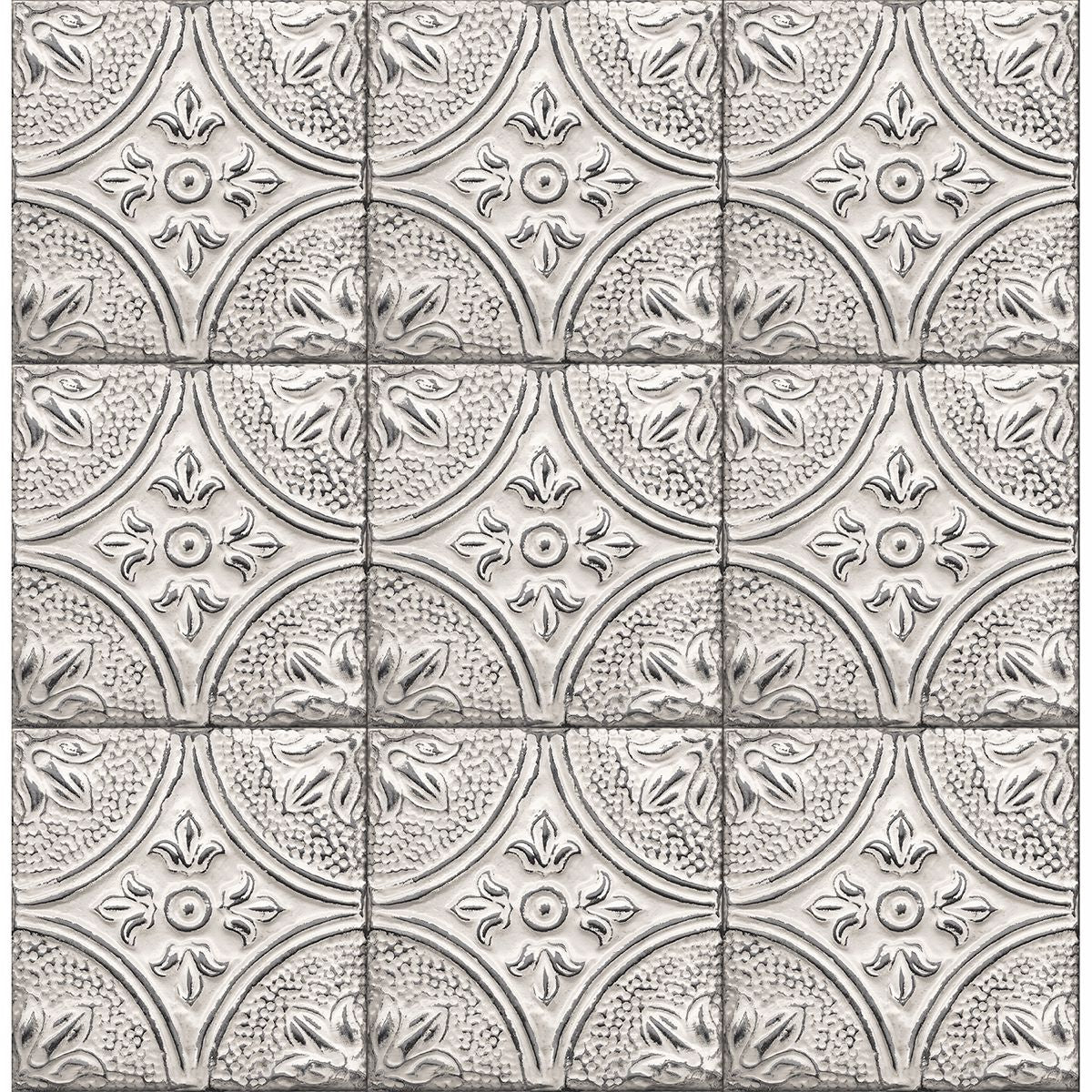 Brewster Wallcovering-Cornelius White Tin Ceiling Tile Wallpaper