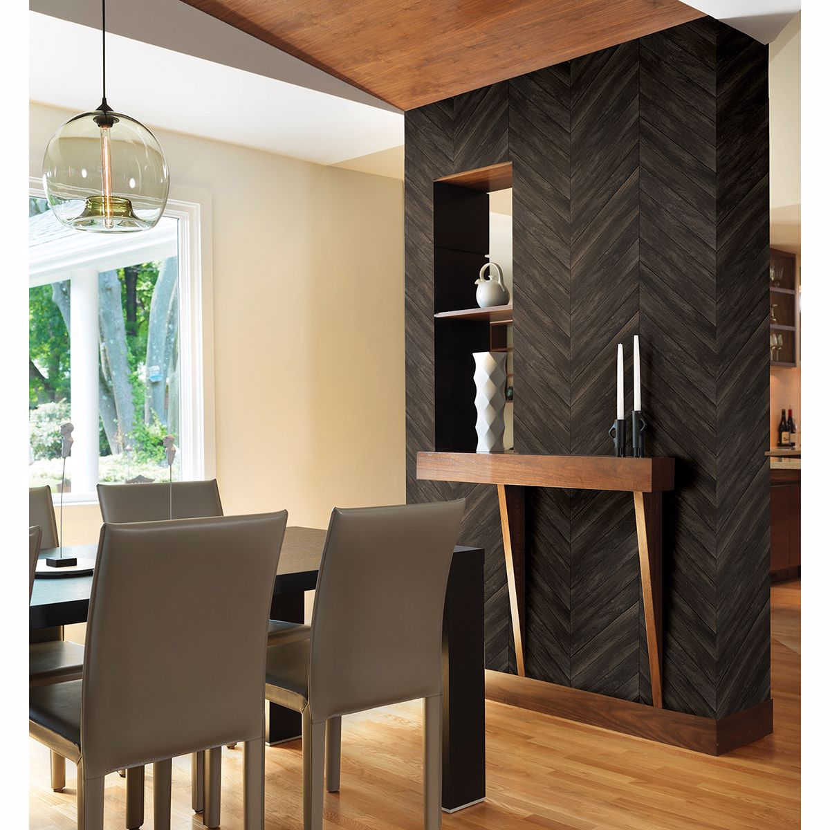 Parisian Dark Brown Parquet Wallpaper  | Brewster Wallcovering - The WorkRm