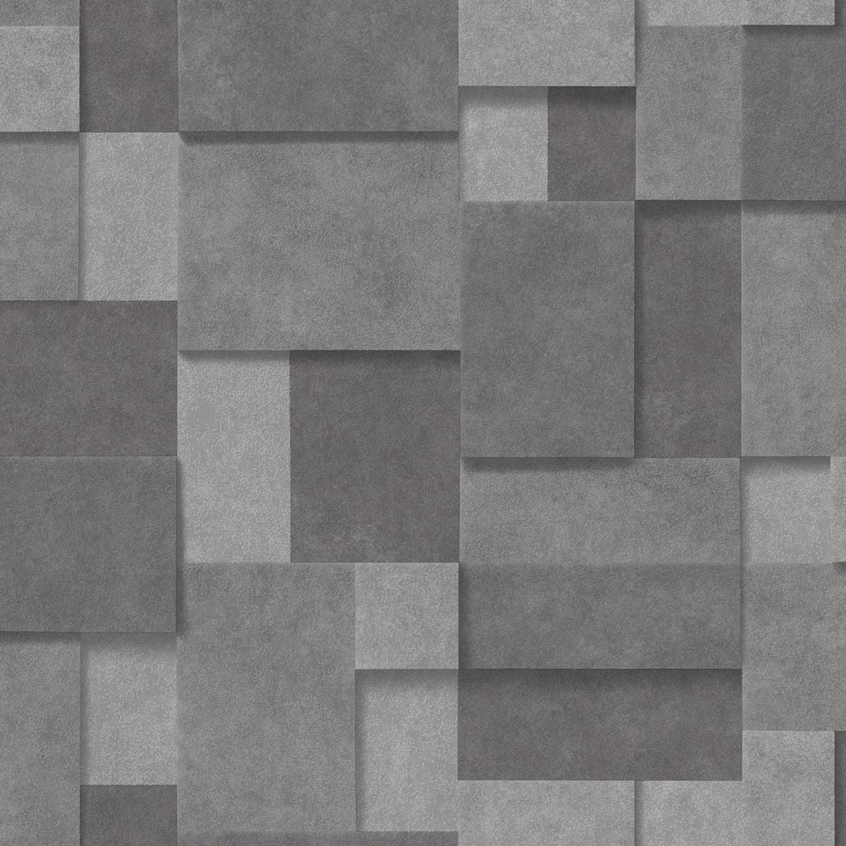 Picture of Duchamp Dark Grey Metallic Squares Wallpaper