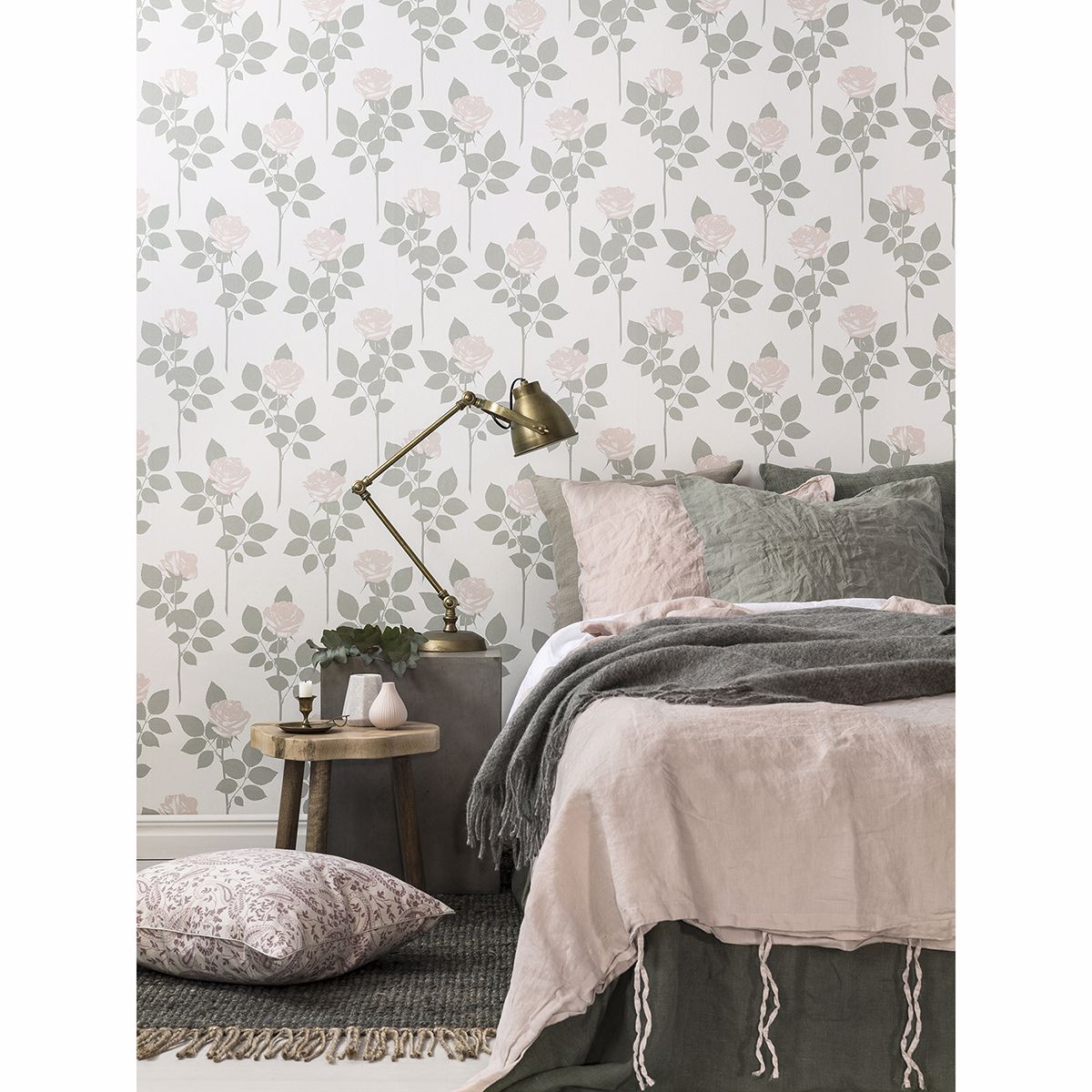 Lundgren Off-White Rose Wallpaper  | Brewster Wallcovering - The WorkRm