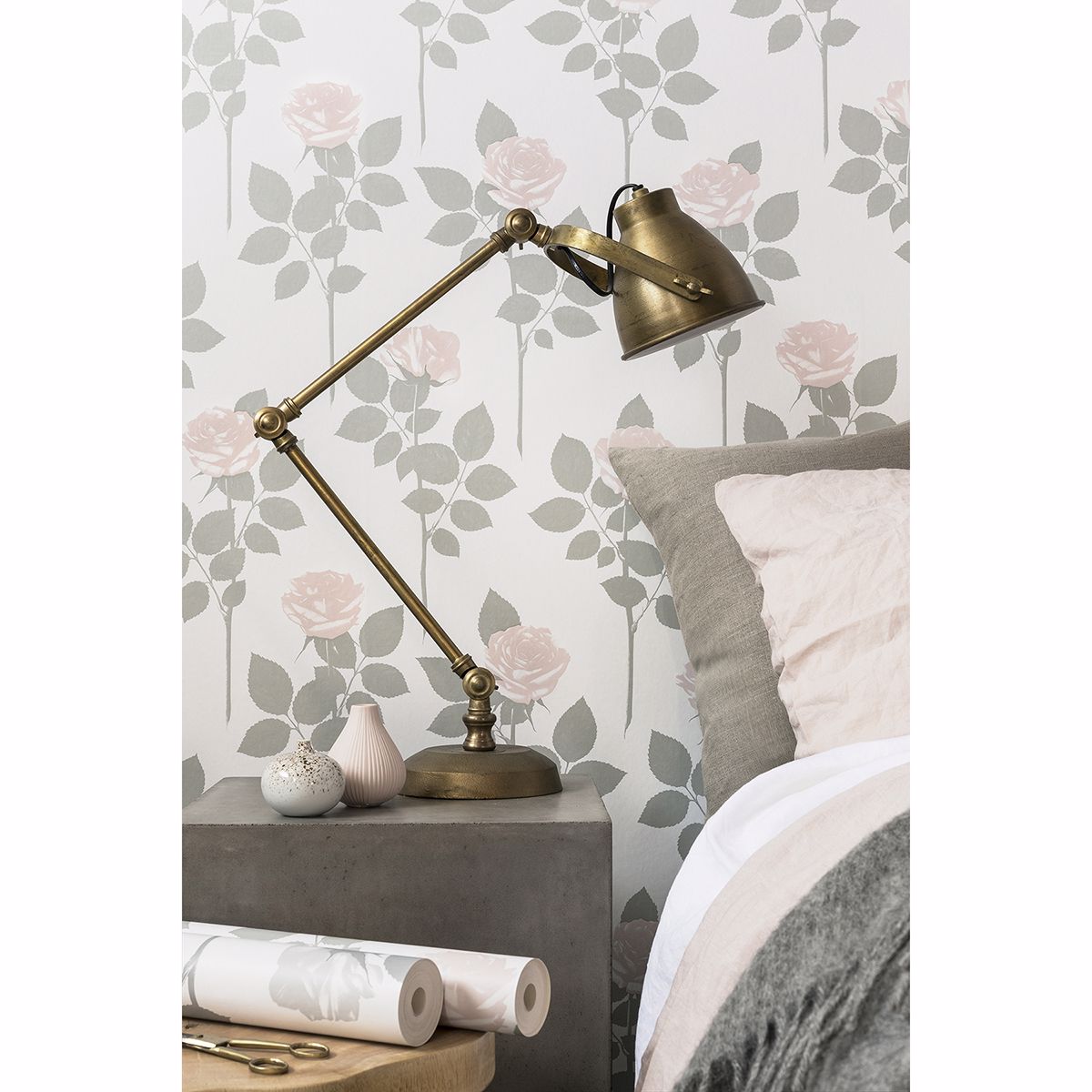 Lundgren Off-White Rose Wallpaper  | Brewster Wallcovering - The WorkRm