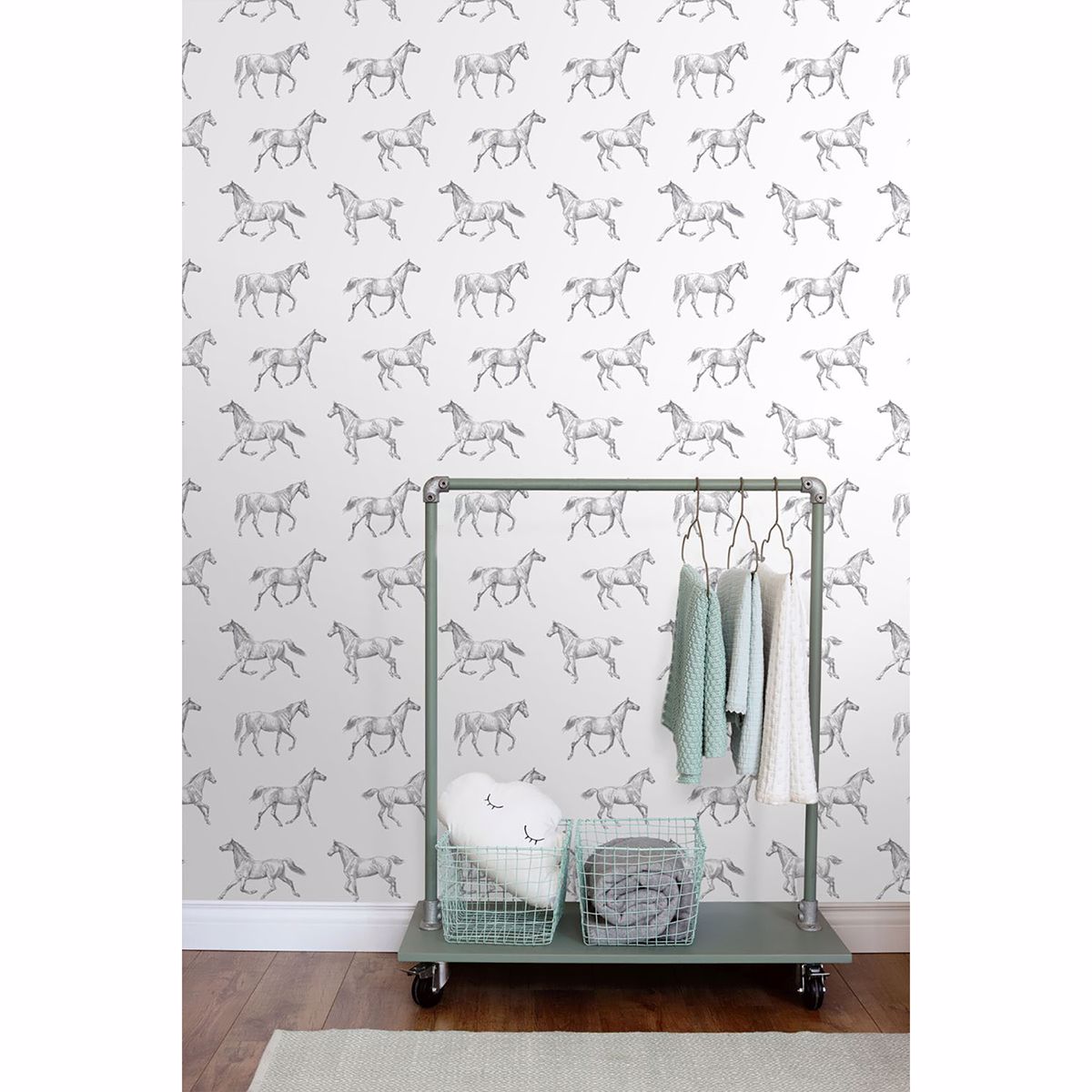 Burnett Off-White Horses Wallpaper  | Brewster Wallcovering - The WorkRm