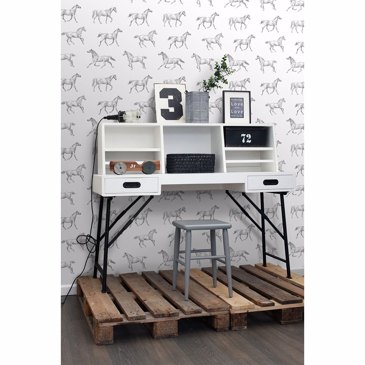 Burnett Off-White Horses Wallpaper  | Brewster Wallcovering - The WorkRm