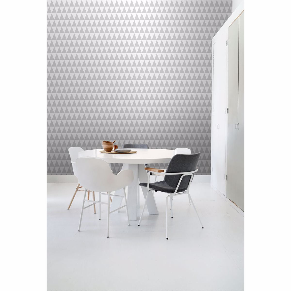 Verdon Light Grey Geometric Wallpaper - Brewster Wallcovering