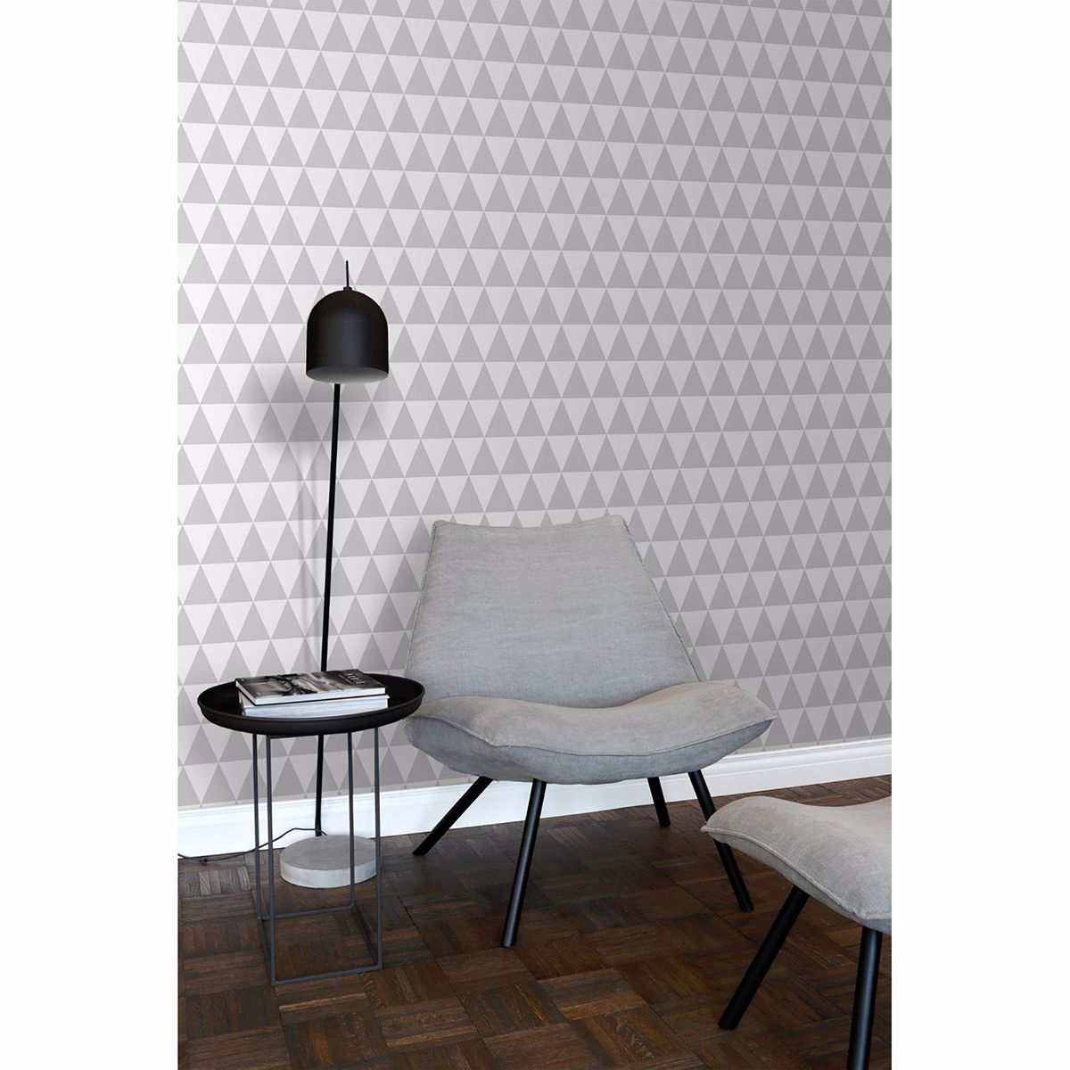 Verdon Light Grey Geometric Wallpaper - Brewster Wallcovering