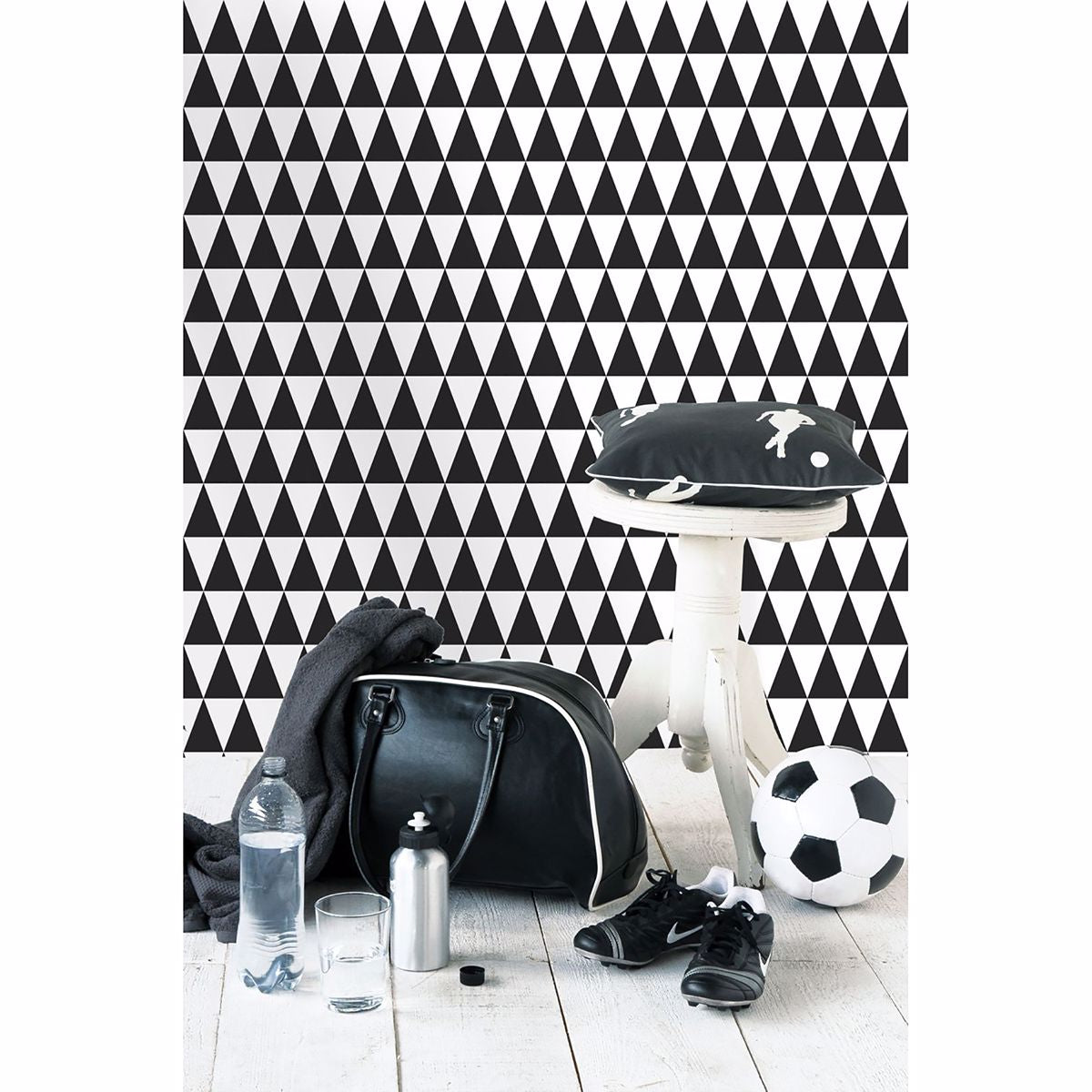 Verdon Black Geometric Wallpaper - Brewster Wallcovering