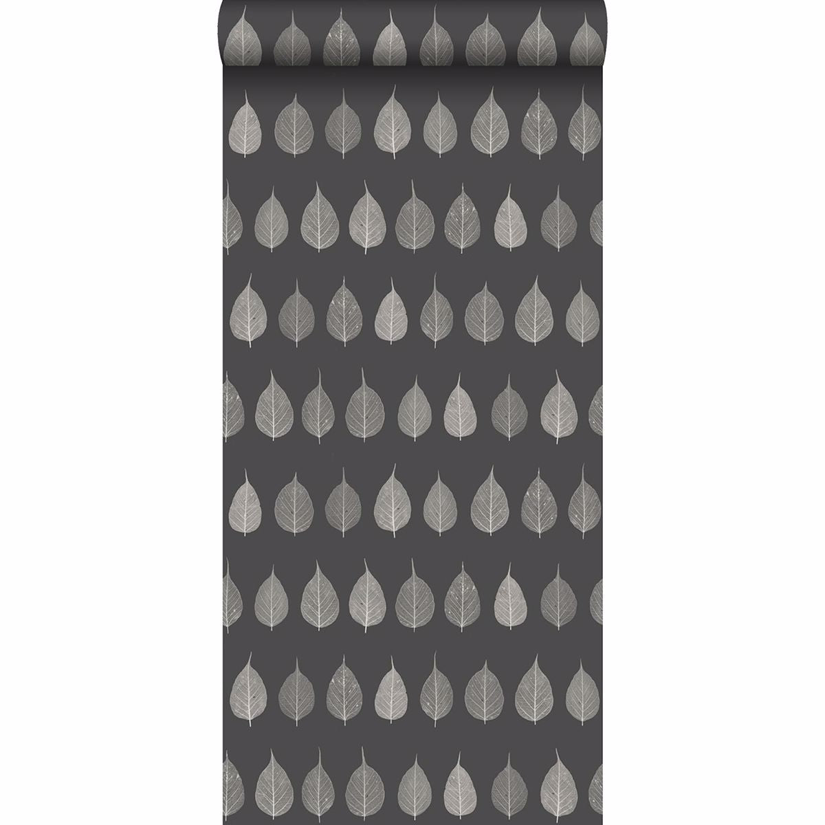 Greenhouse Charcoal Leaves Wallpaper - Brewster Wallcovering