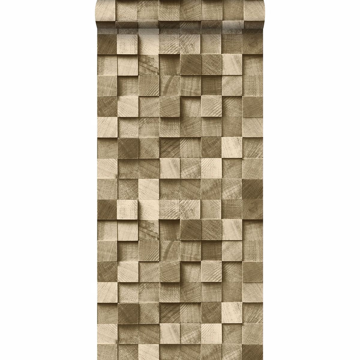 Tevye Gold Wood Geometric Wallpaper  | Brewster Wallcovering