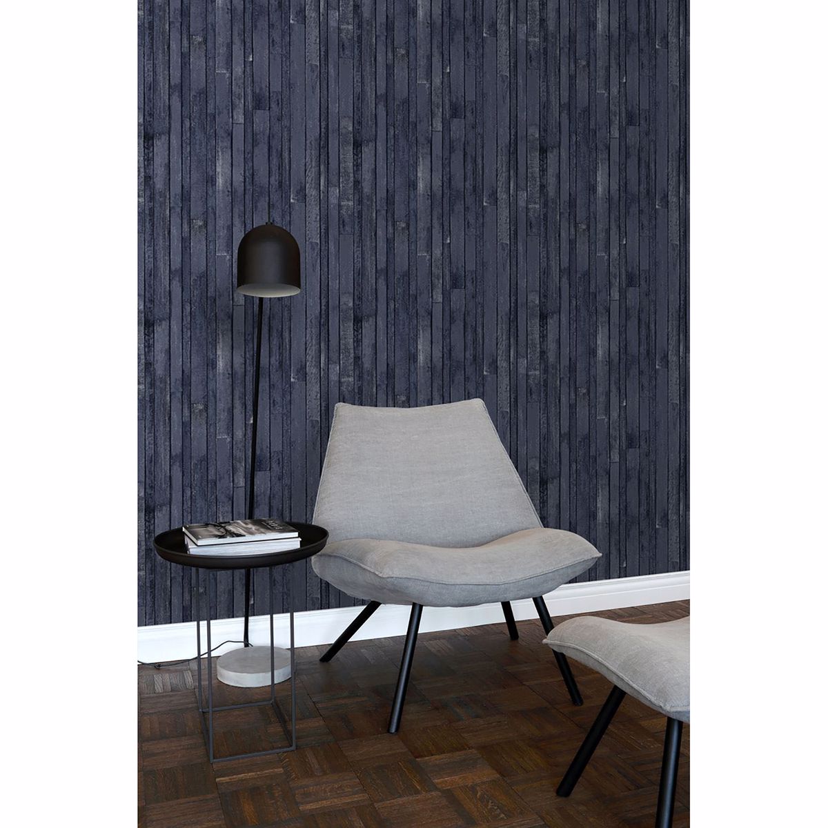 Azelma Navy Wood Wallpaper  | Brewster Wallcovering - The WorkRm