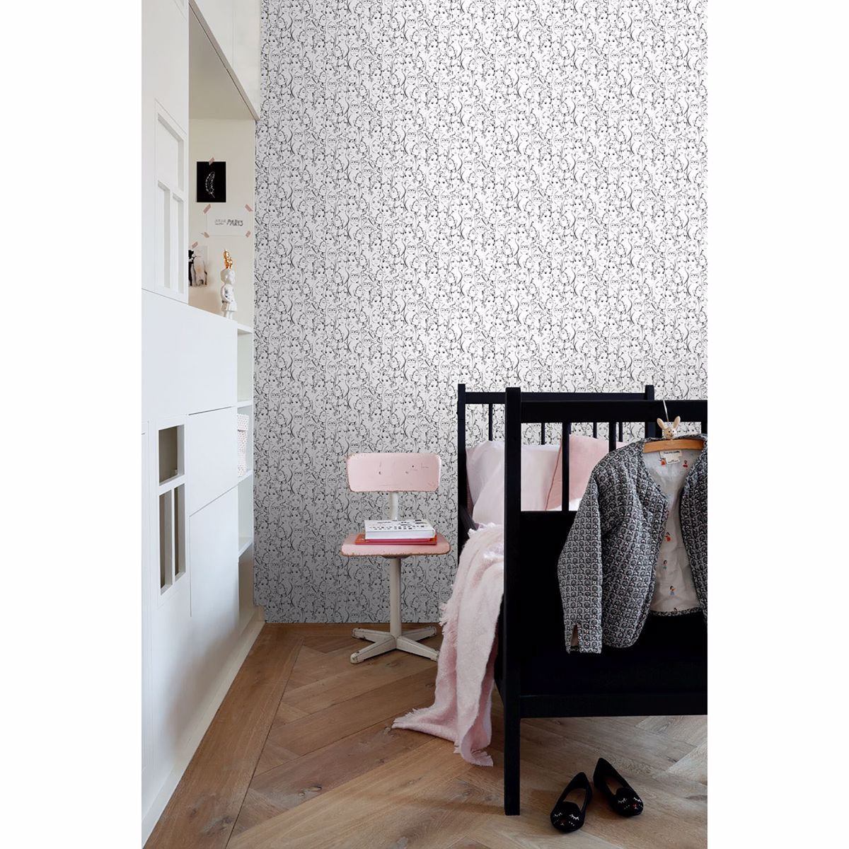 Buckley Off-White Face Collage Wallpaper - Brewster Wallcovering