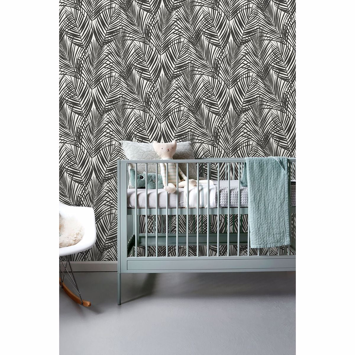 Fifi Black Palm Frond Wallpaper  | Brewster Wallcovering - The WorkRm