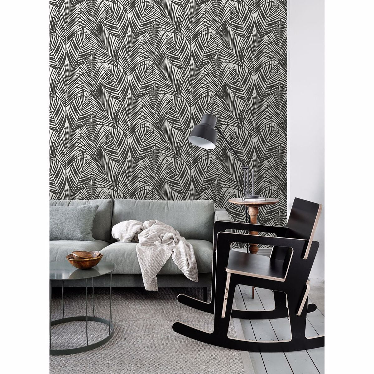 Fifi Black Palm Frond Wallpaper  | Brewster Wallcovering - The WorkRm