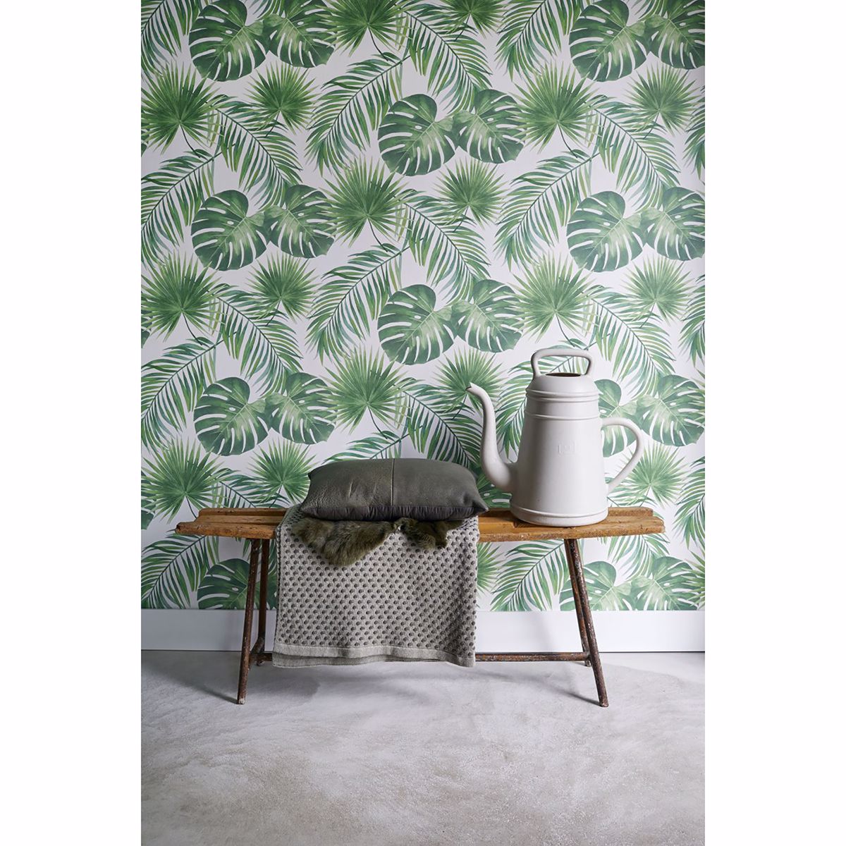 Patti Light Green Leaves Wallpaper - Brewster Wallcovering