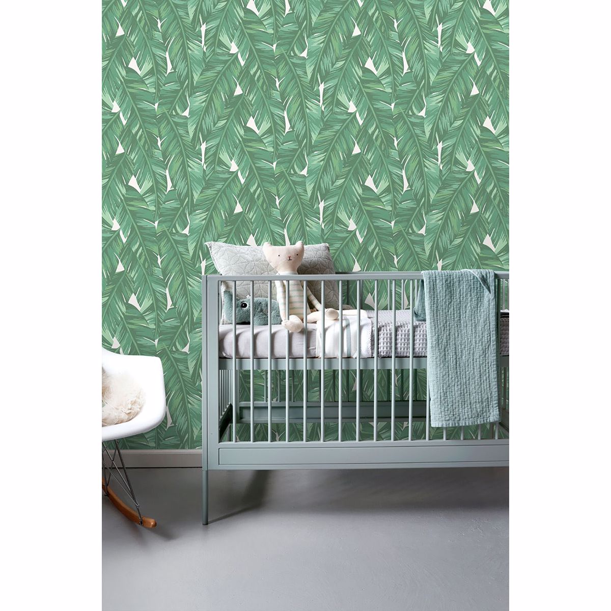 Dumott Green Tropical Leaves Wallpaper - Brewster Wallcovering