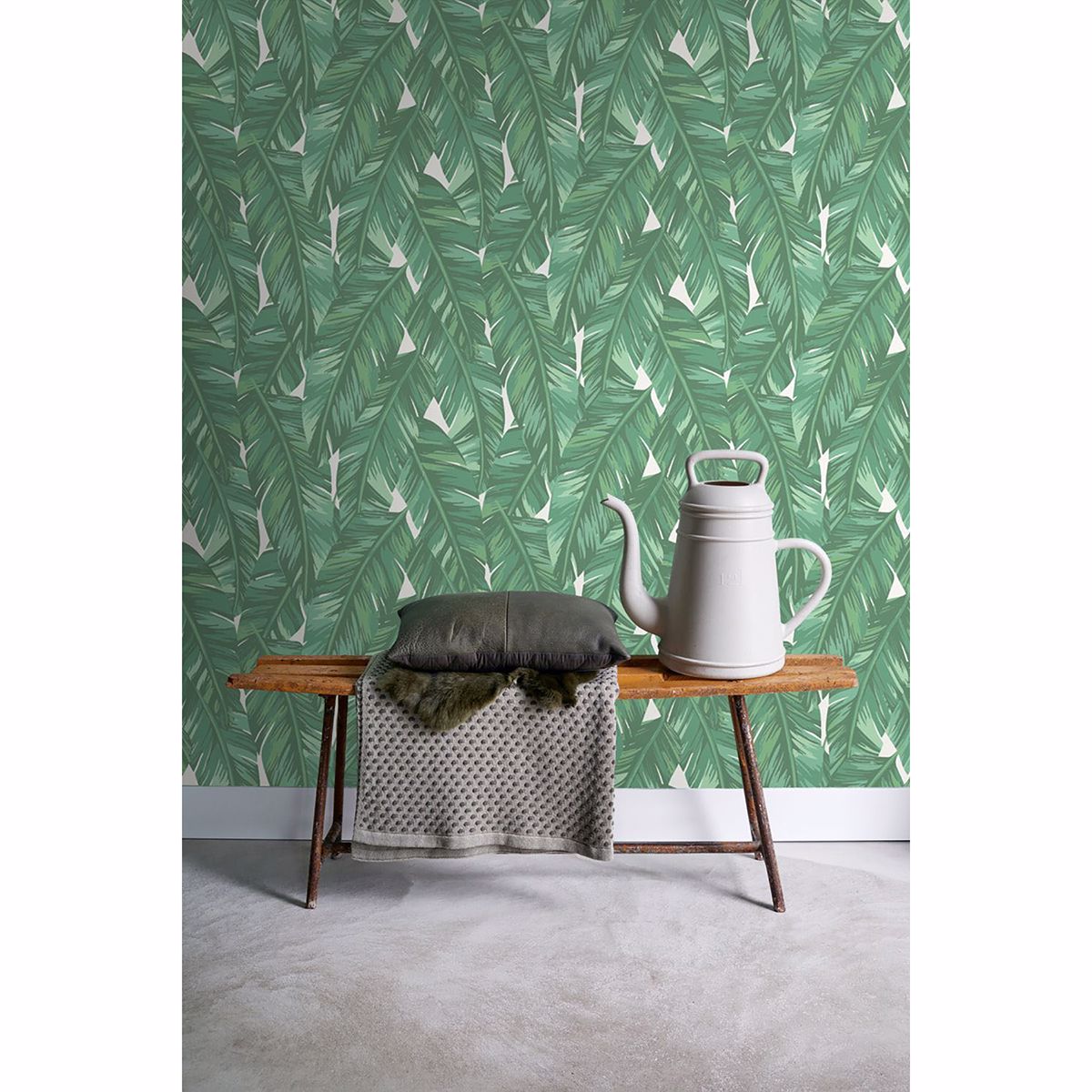 Dumott Green Tropical Leaves Wallpaper - Brewster Wallcovering