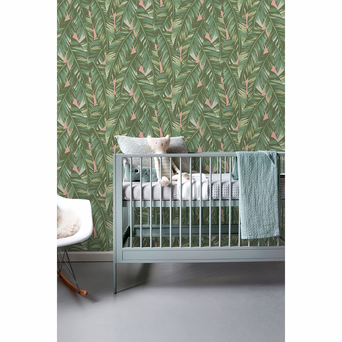 Dumott Olive Tropical Leaves Wallpaper - Brewster Wallcovering