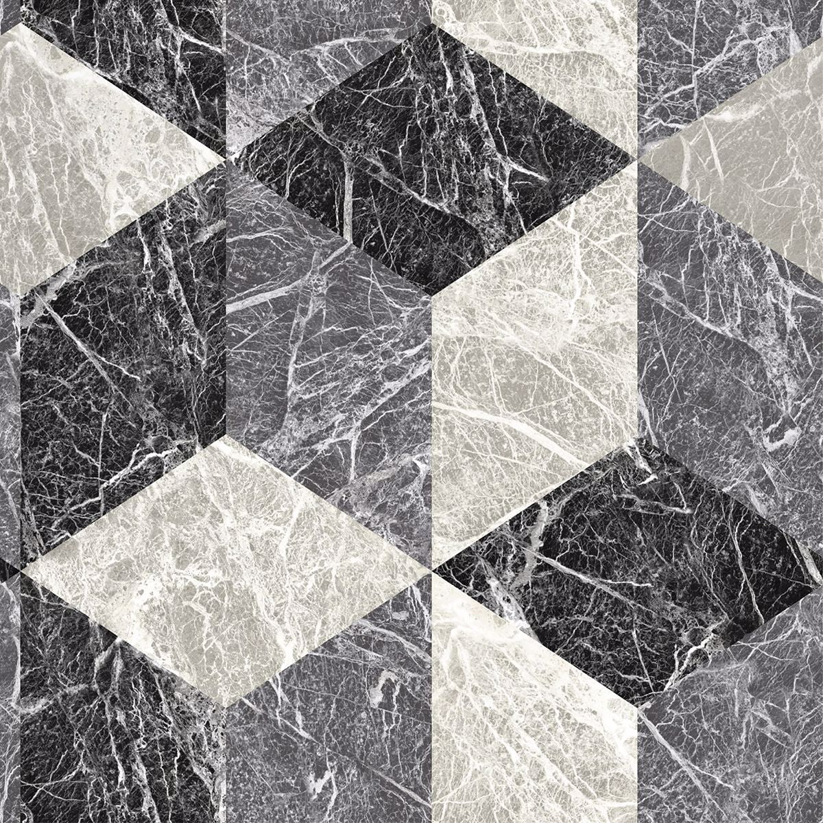 Brewster Wallcovering-Rizzo Black Geometric Stone Wallpaper