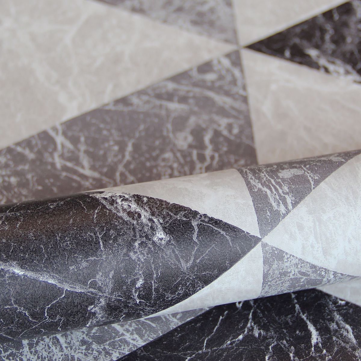 Rizzo Black Geometric Stone Wallpaper  | Brewster Wallcovering - The WorkRm